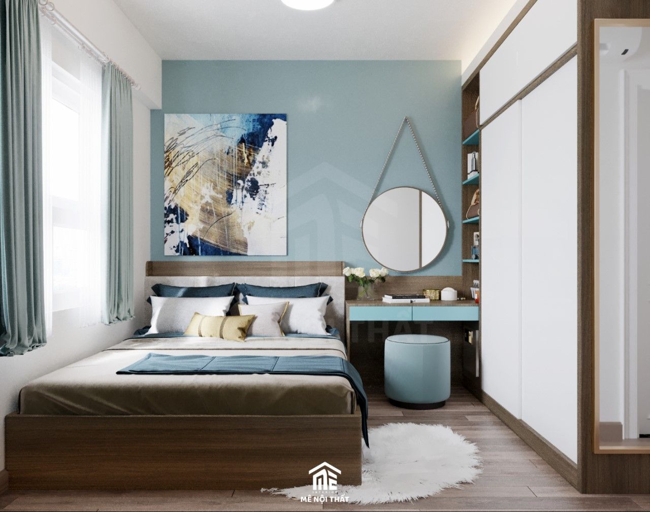 Phòng ngủ tông hiện đại với những gam màu trung tính