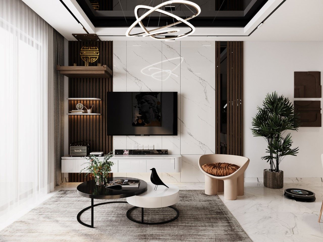 Thiết kế nội thất phòng khách phong cách hiện đại và ấn tượng