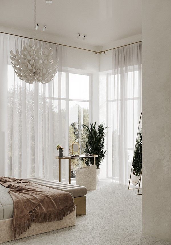Phòng ngủ biệt thự tông trắng nhẹ nhàng, trang nhã và tinh tế