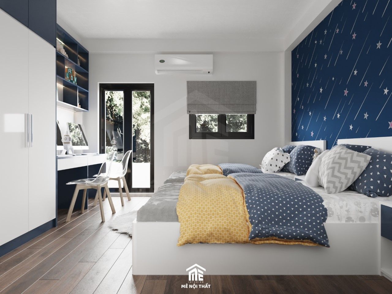 Hệ cửa sổ tận dụng ánh sáng tự nhiên cho phòng ngủ của bé