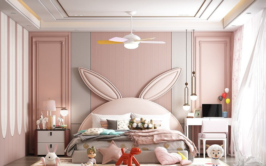 Phòng ngủ màu hồng dễ thương cho bé