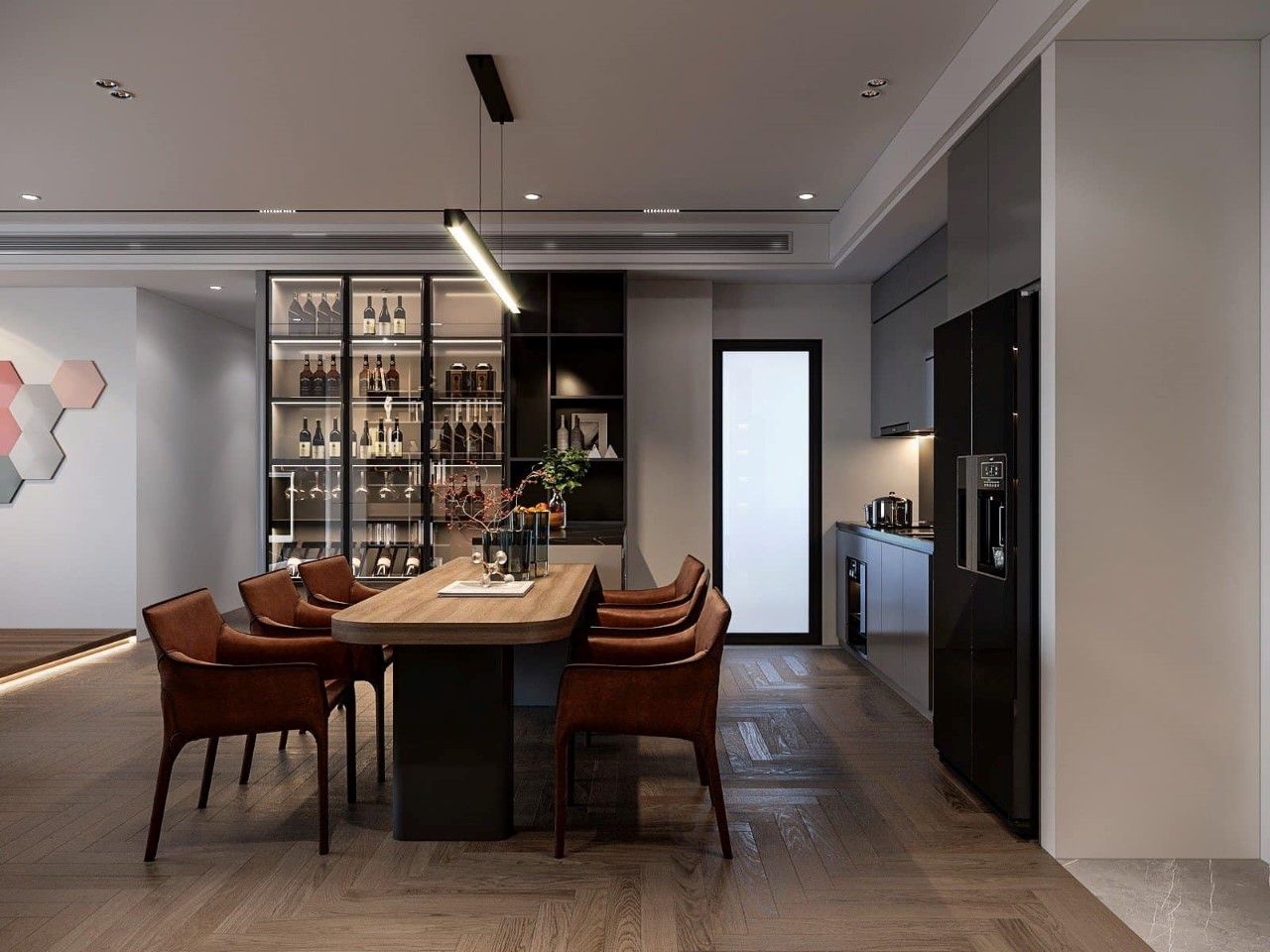 Mẫu bàn ăn 6 người tông nâu trầm sang trọng