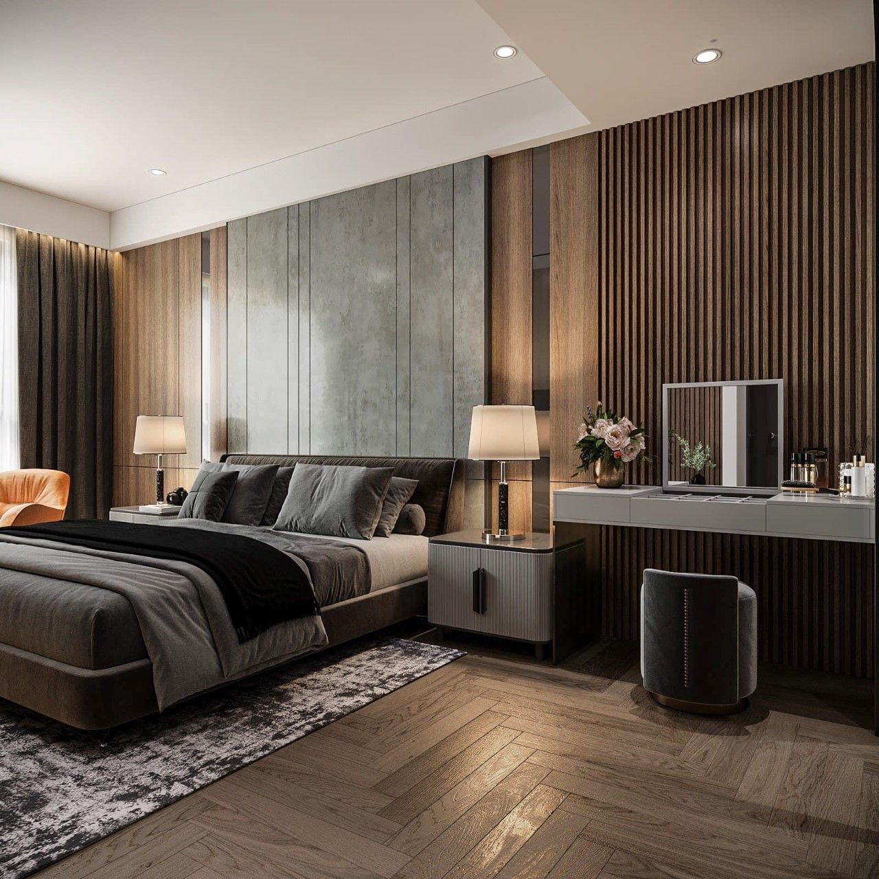 Phòng ngủ master thiết kế cực ấn tượng với nội thất gỗ MDF độc đáo