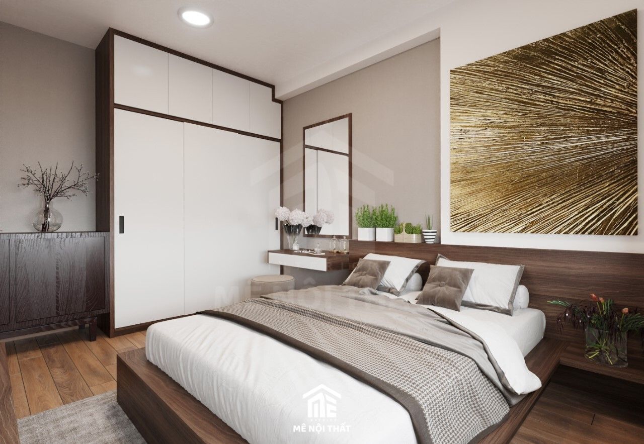 Phòng ngủ tông màu xám - trắng hiện đại
