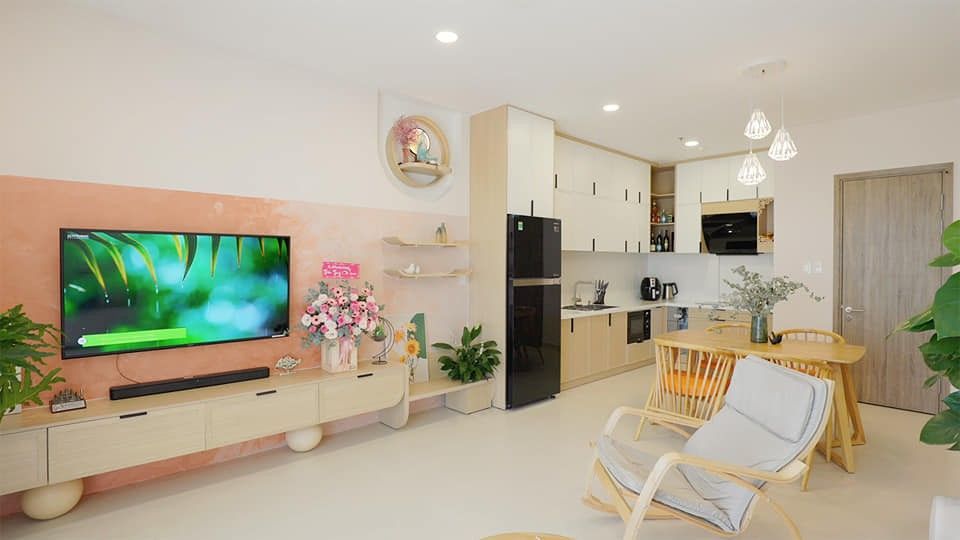 Hoàn thiện nội thất căn hộ chung cư phong cách hiện đại với tông gỗ sáng hiện đại