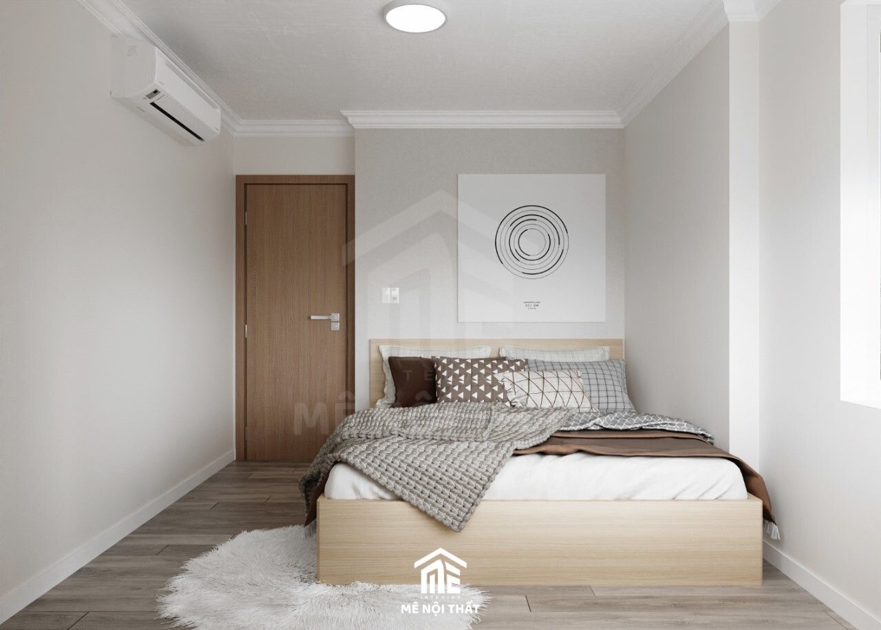 Thiết kế phòng ngủ tông màu kem -trắng nhẹ nhàng và hiện đại