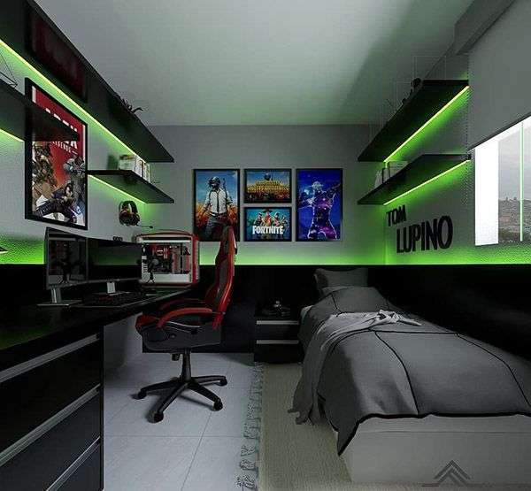 Chủ đề game Fifa 4 được sử dụng làm ý tưởng trang trí cho phòng ngủ gaming