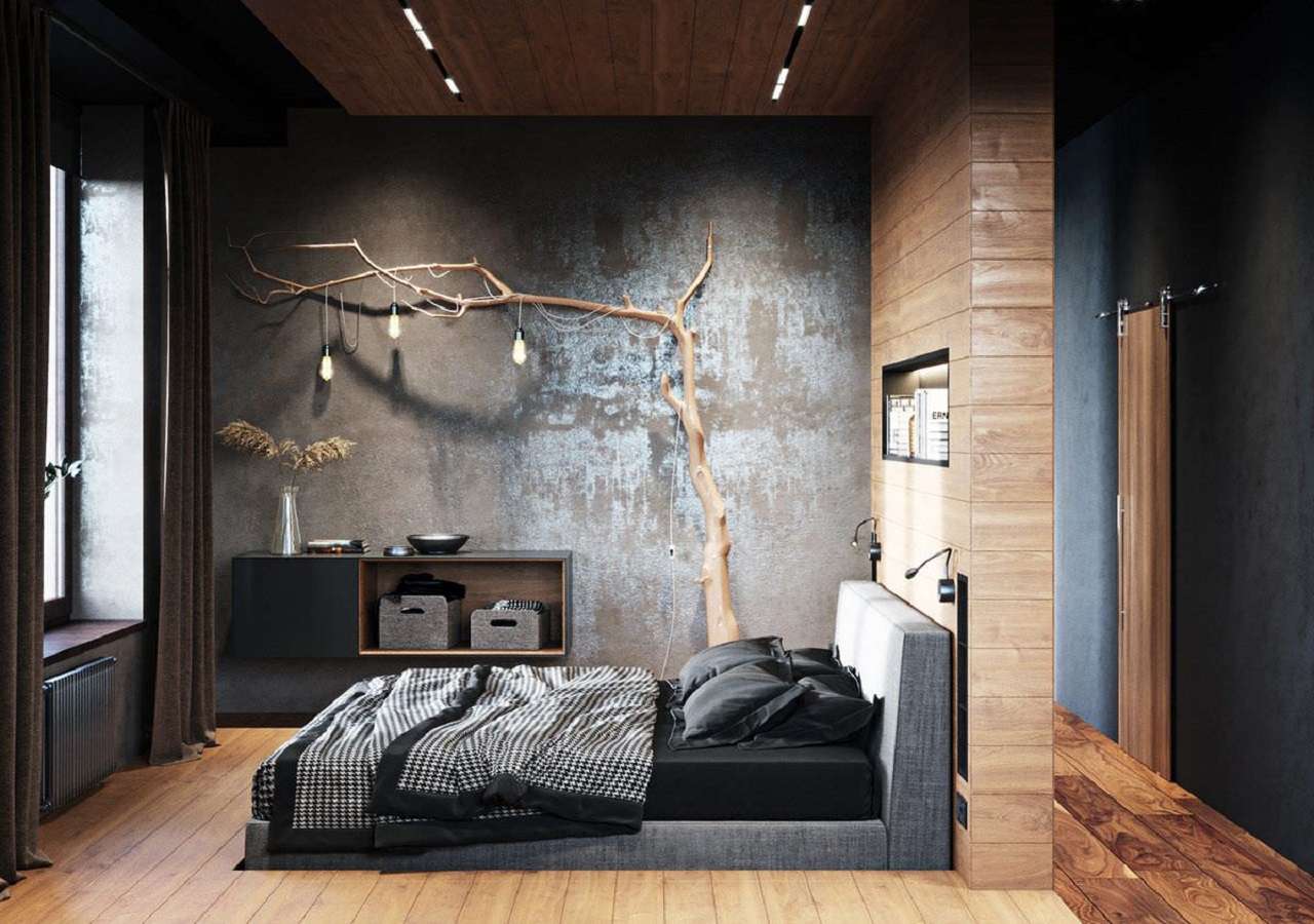 Một nhánh cây khô cũng đủ để tạo ấn tượng cho không gian phòng ngủ vintage