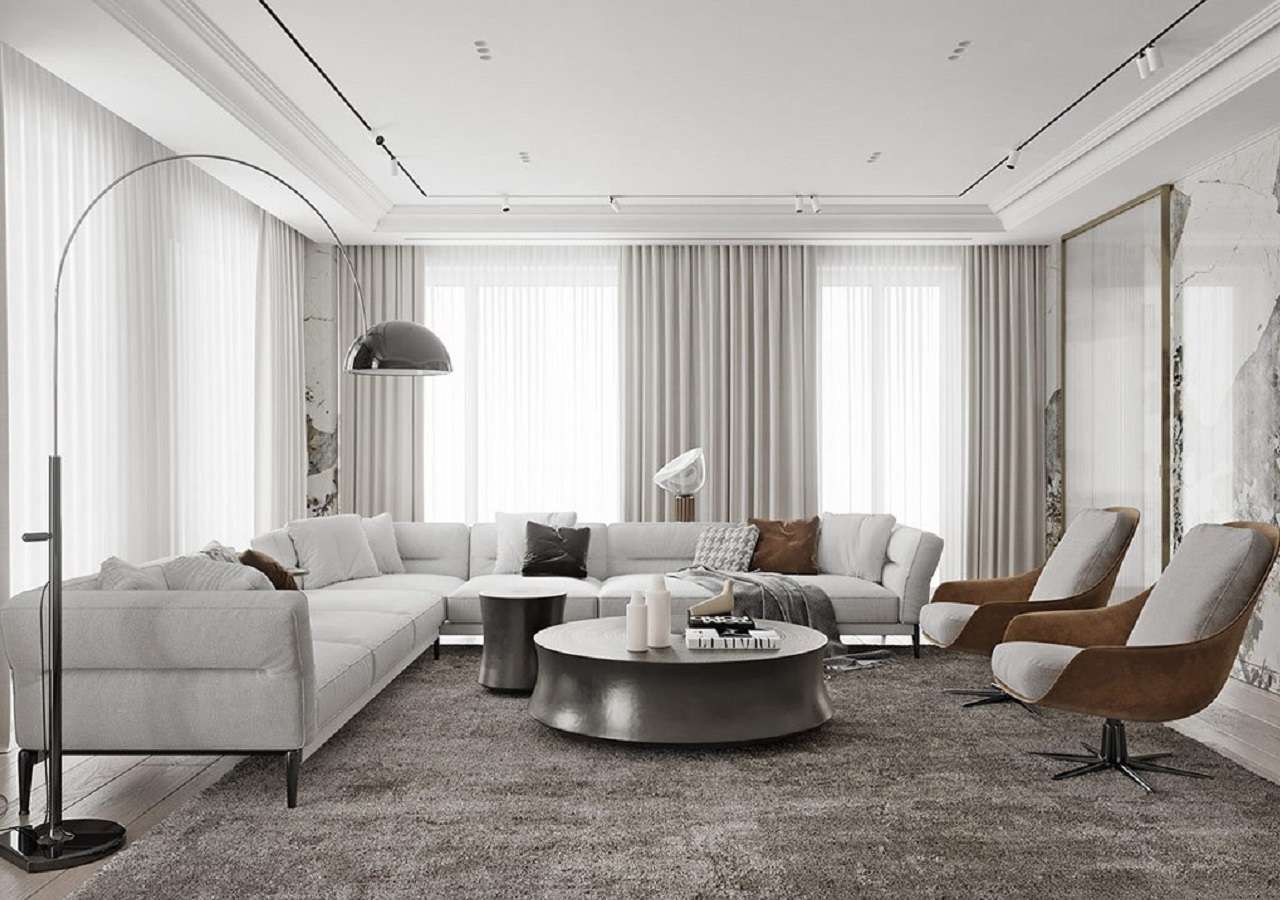 Sofa chữ L phù hợp với phòng khách có diện tích rộng 