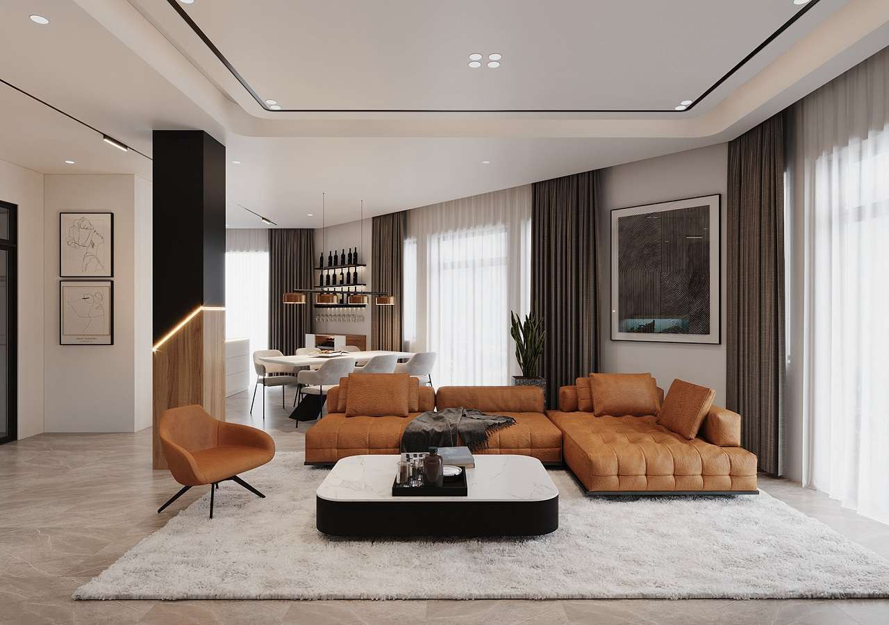 Diện tích phòng khách phù hợp với kích thước của các món đồ nội thất