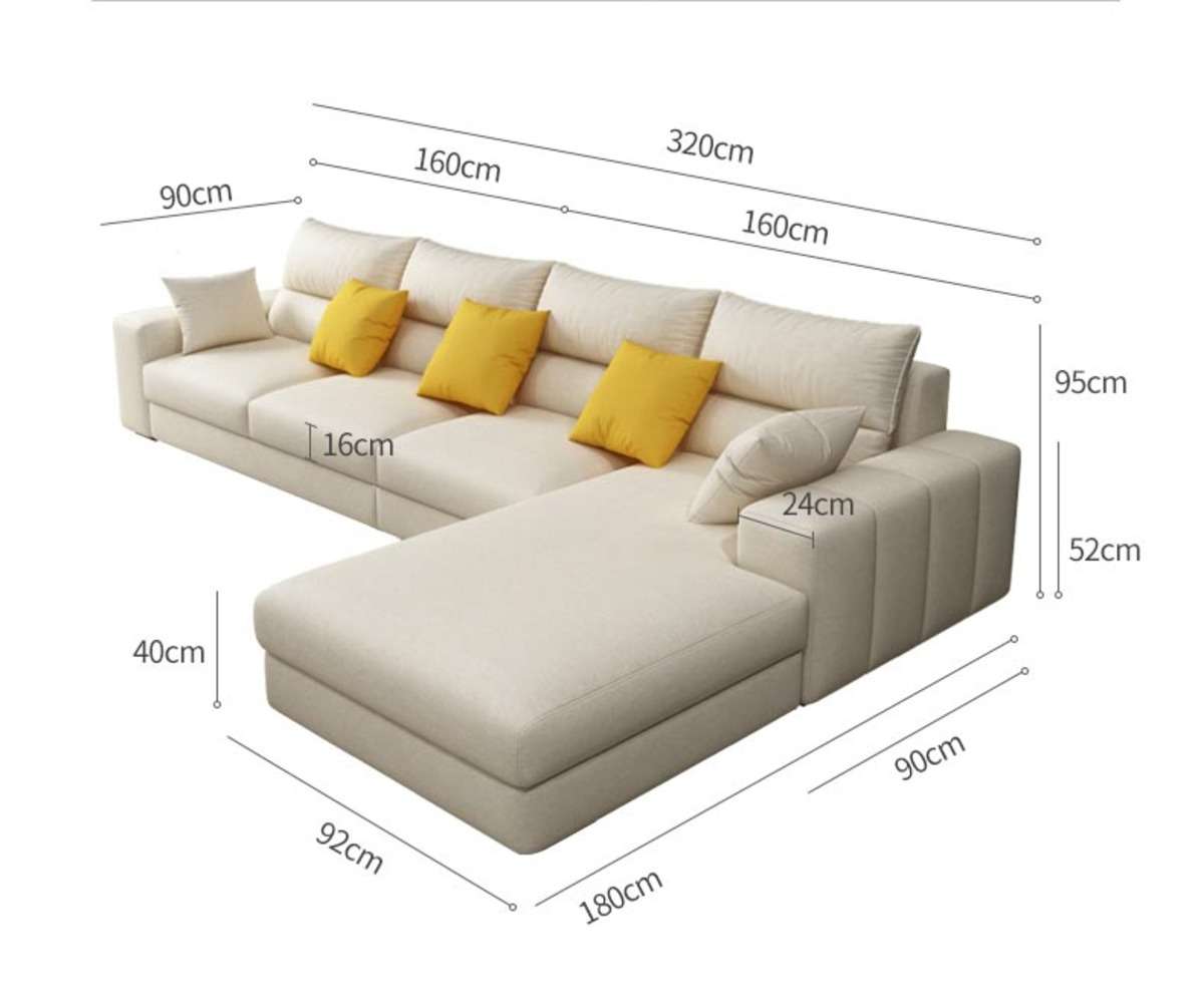 Sofa góc chữ L 3 chỗ với kích thước lớn phù hợp cho gia đình đông thành viên