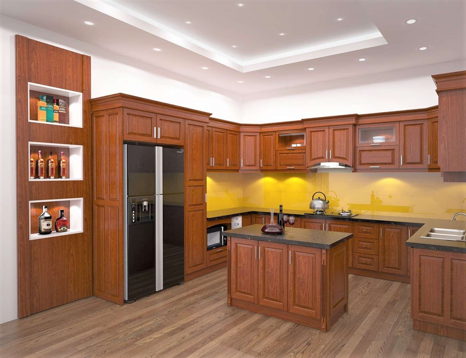 Tủ bếp chữ U hiện đại - Kết hợp màu sắc và vật liệu tinh tế, tạo nên không gian nấu ăn đẳng cấp.
