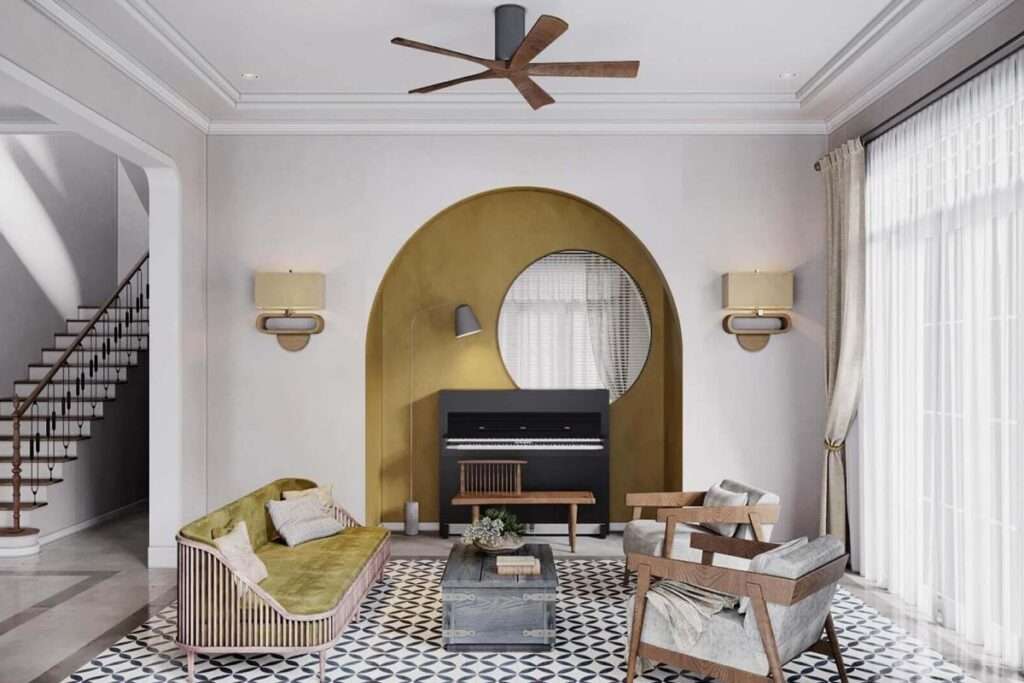 Bằng cách kết hợp các yếu tố truyền thống và hiện đại, phong cách này tạo ra một không gian độc đáo và quyến rũ trong thiết kế nội thất.