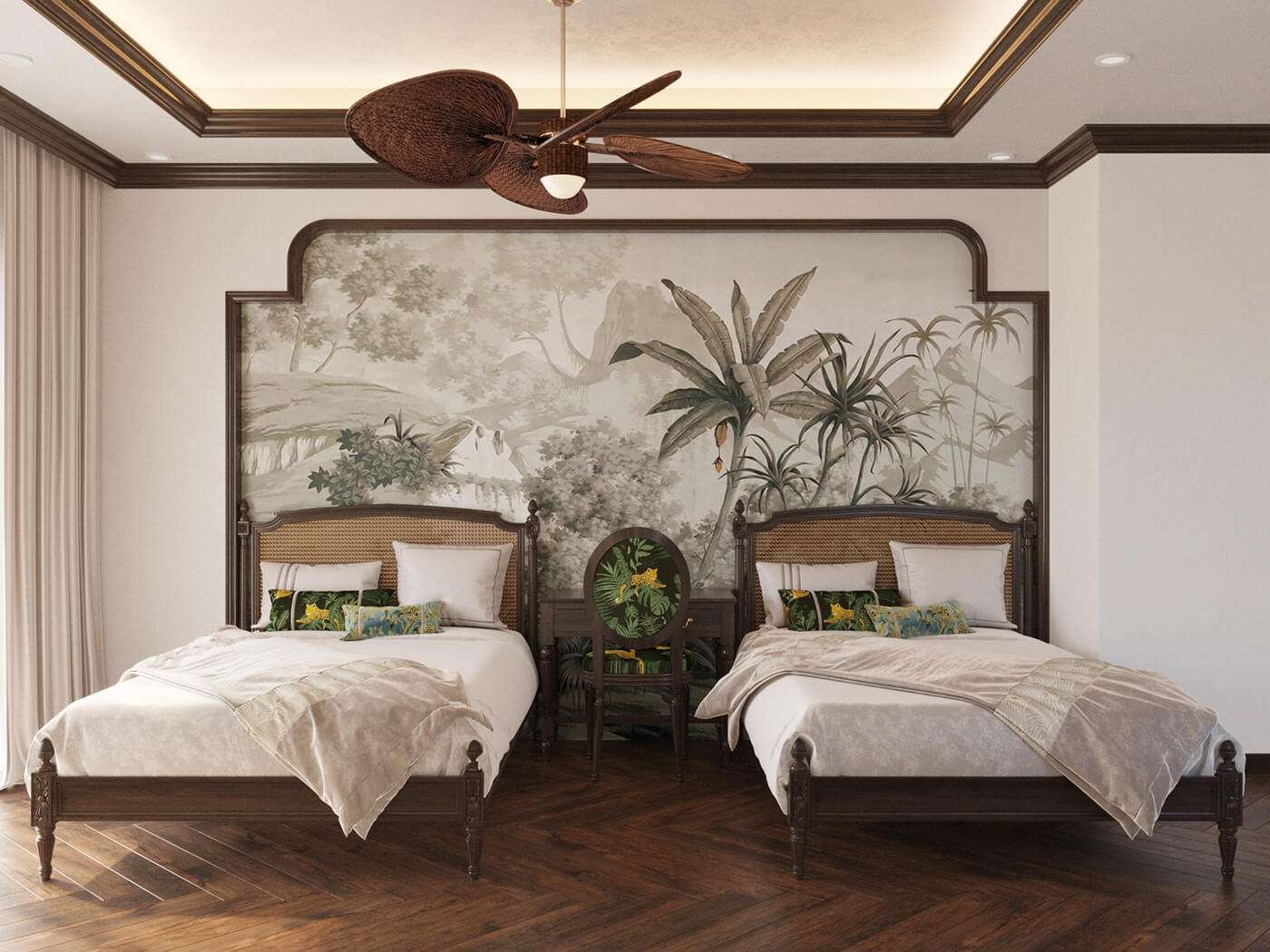 Thiết kế phòng ngủ ấn tượng với tranh treo tường khổ lớn