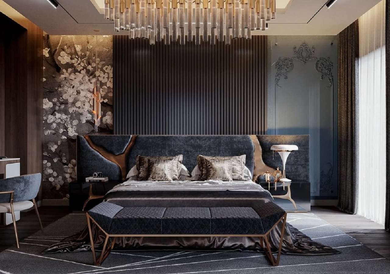 Màu trầm tối cũng được áp dụng trong không gian phòng ngủ Luxury