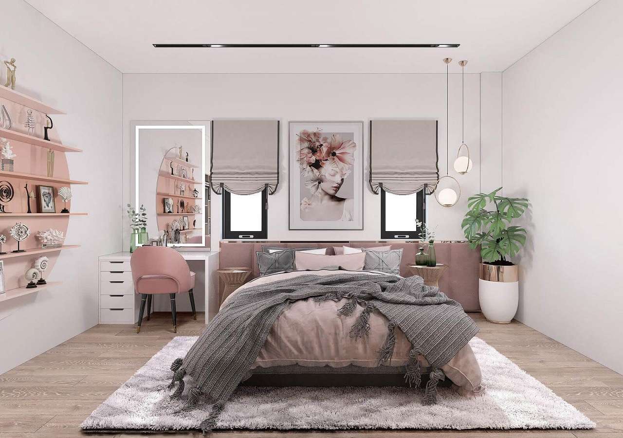 Căn phòng ngủ được trang trí từ những sản phẩm nội thất cao cấp, có sự tính toán trong việc bố trí, sắp xếp tinh tế