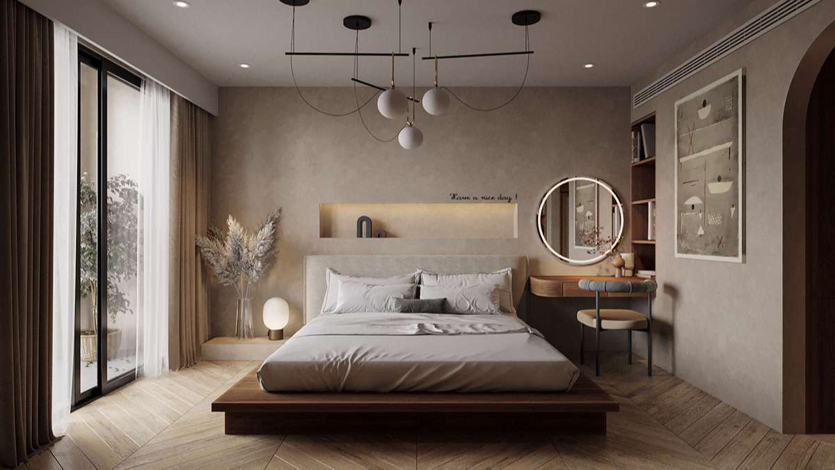 Wabi Sabi luôn đề cao sự tối giản khi thiết kế bất kỳ không gian nào, kể cả phòng ngủ