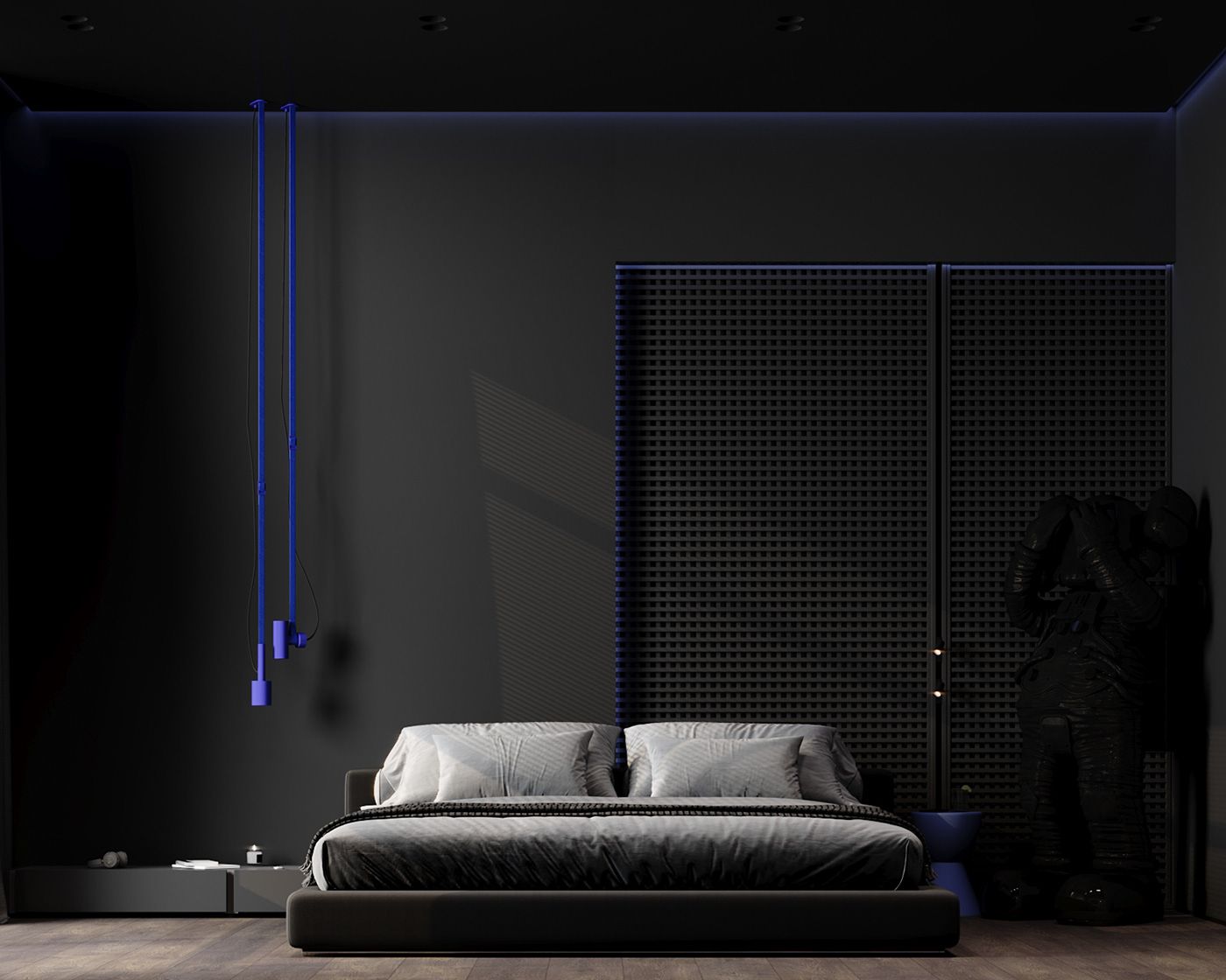 Phong cách tối giản cho nội thất phòng ngủ màu đen của nam giới