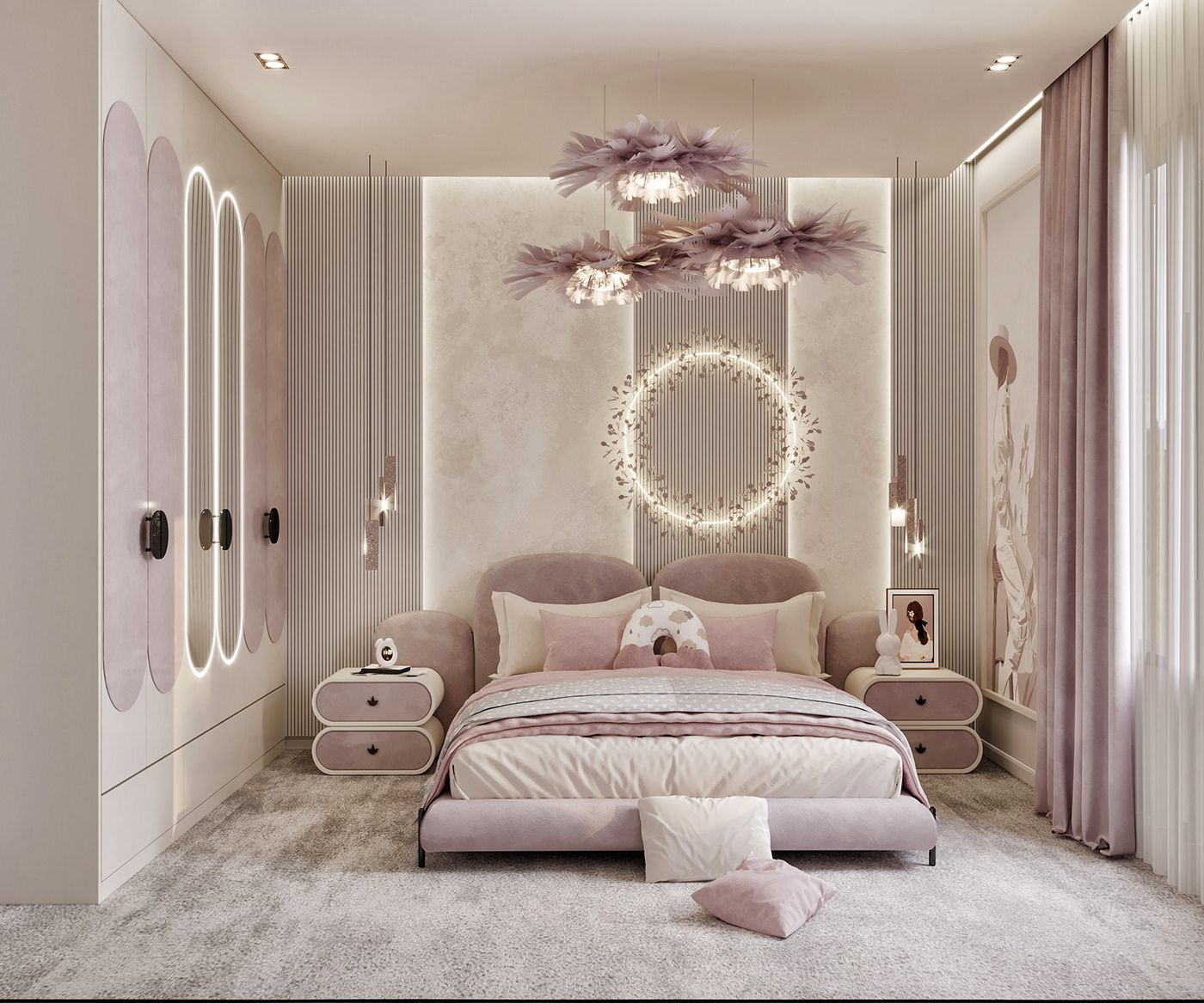 Phong cách Luxury có thể ứng dụng cho phòng ngủ với gam màu hồng đất miễn là bạn biết cách sắp xếp nội thất