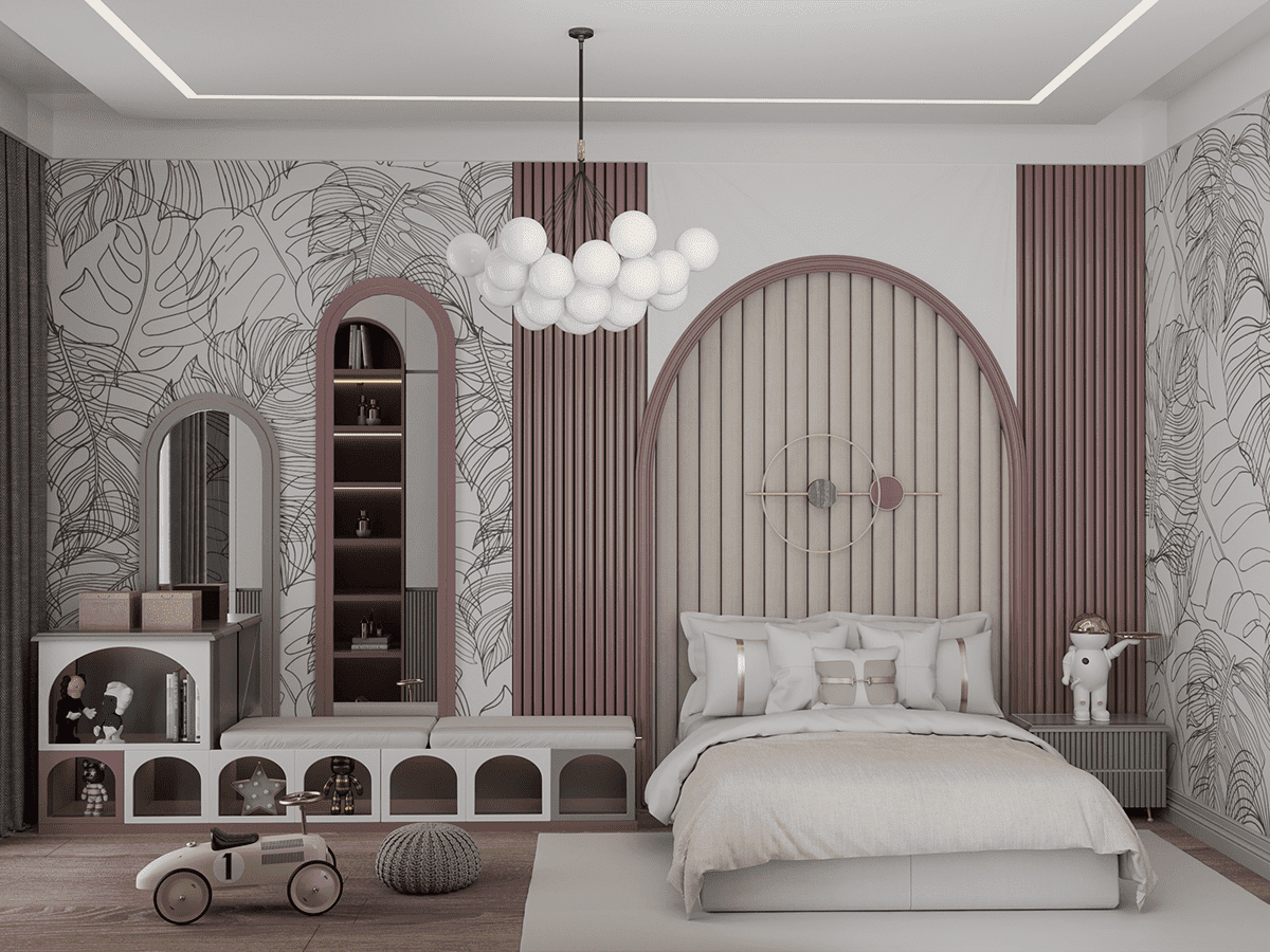 Không cần sơn cả căn phòng màu hồng đất, chỉ cần tạo điểm nhấn ngay vách đầu giường cũng đủ để bạn tạo ấn tượng 
