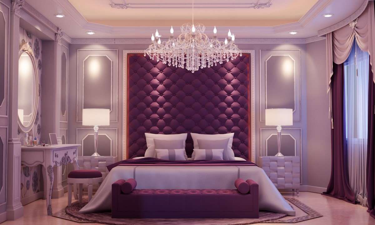 Phòng ngủ màu tím dành cho người trung niên mang đến sự sang trọng và sự ấm cúng