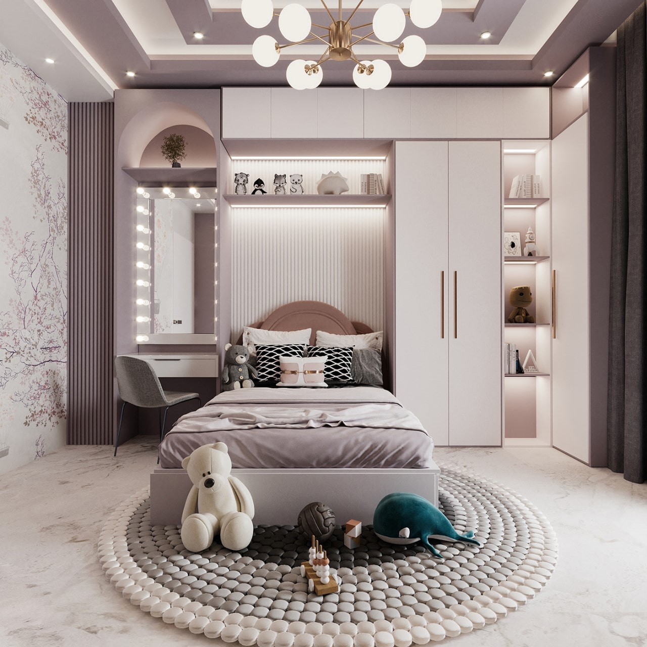 Trang trí phòng ngủ màu tím trắng là một lựa chọn tinh tế và thanh lịch