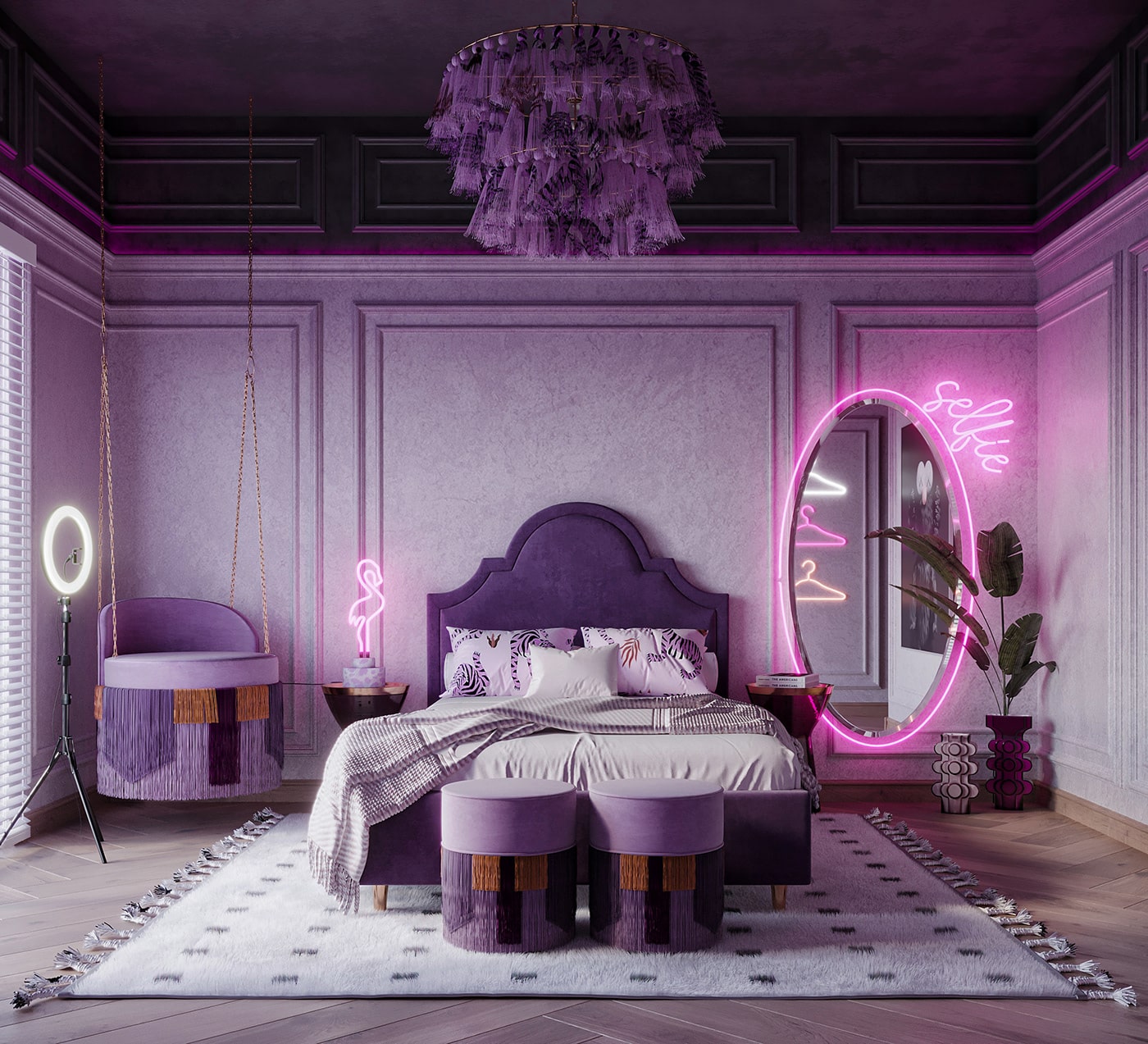 Phòng ngủ màu tím Lilac mang đến một không gian lãng mạn và đầy cuốn hút