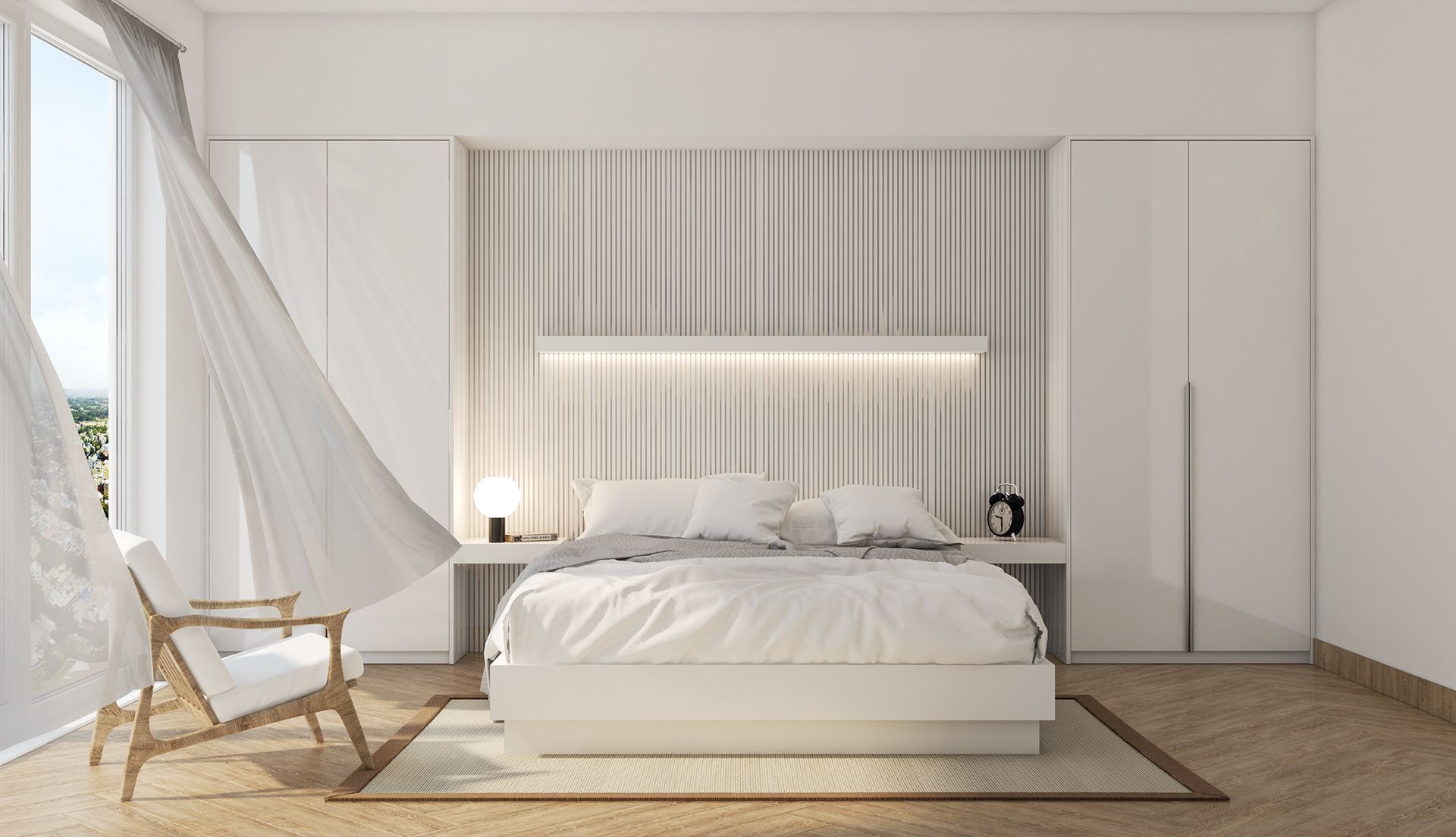 Phong cách minimalism cho phòng ngủ trắng là một sự kết hợp hoàn hảo