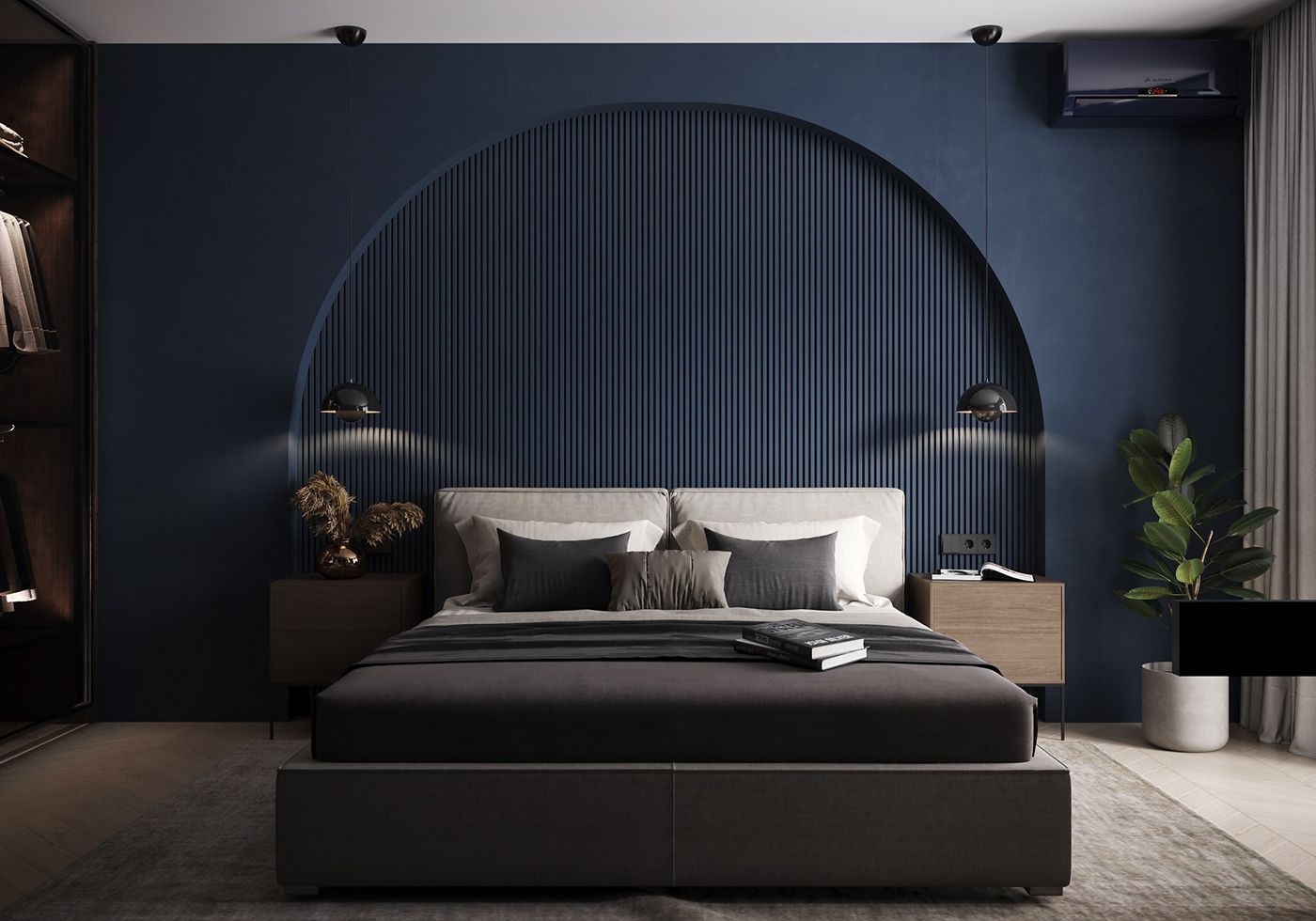 Sơn màu xanh tường phòng ngủ