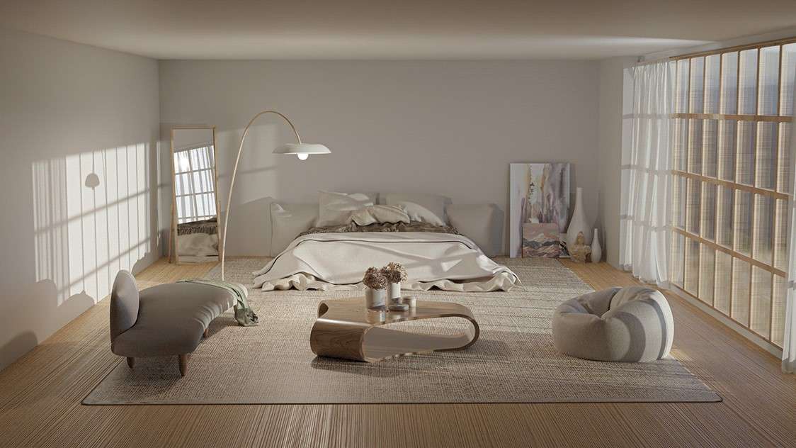 Phòng ngủ nhỏ sử dụng giường bệt phong cách Nhật Bản