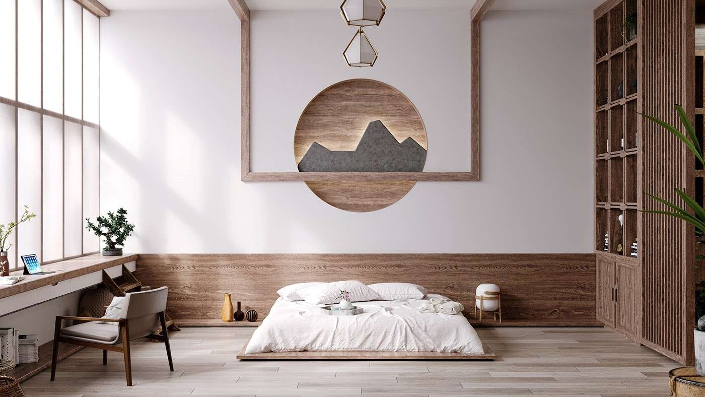 Phòng ngủ được trang trí theo phong cách tối giản của Nhật