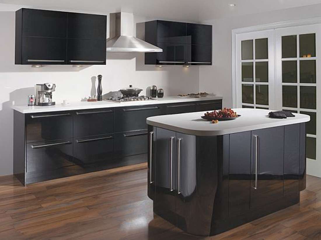 Tủ bếp Acrylic màu đen ấm cúng và tiện nghi cho căn hộ