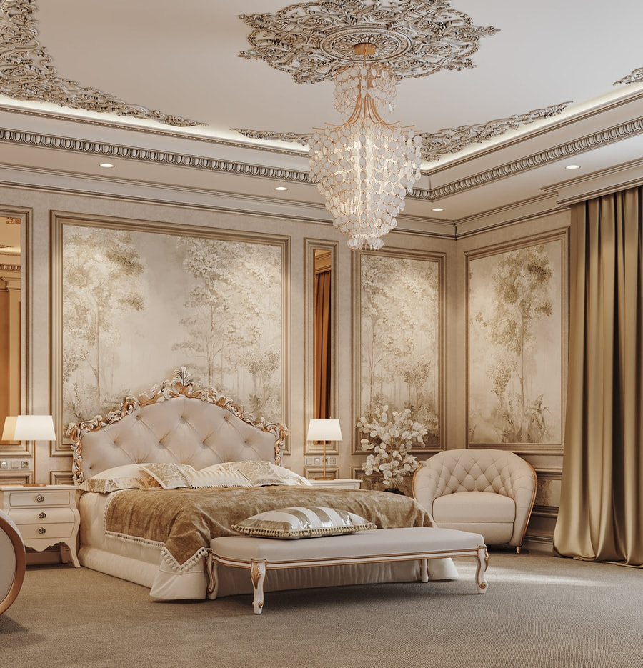 Phòng ngủ sang trọng với thiết kế phong cách Châu Âu cổ điển