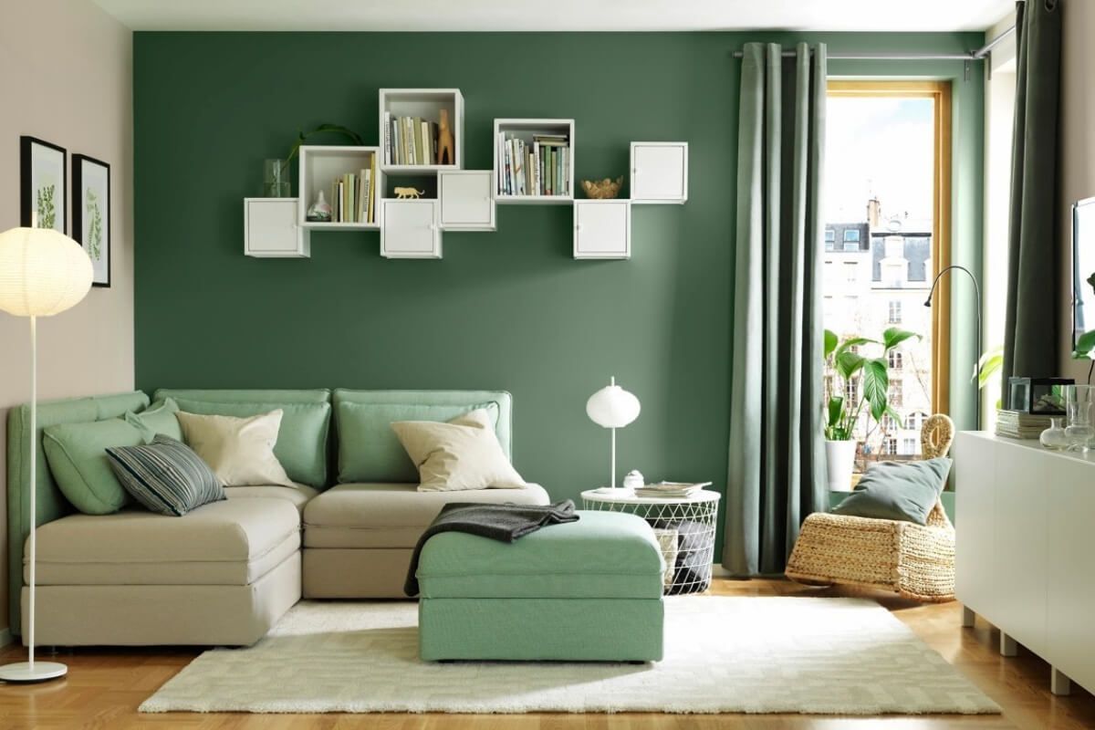 Một góc nội thất lựa chọn màu sơn xanh pastel ấm áp