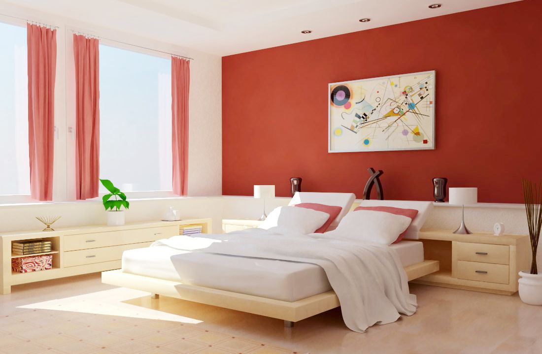 Tông màu đỏ thể hiện màu sắc nồng nàn và đam mê, tạo không gian phòng ngủ độc đáo và gợi cảm.