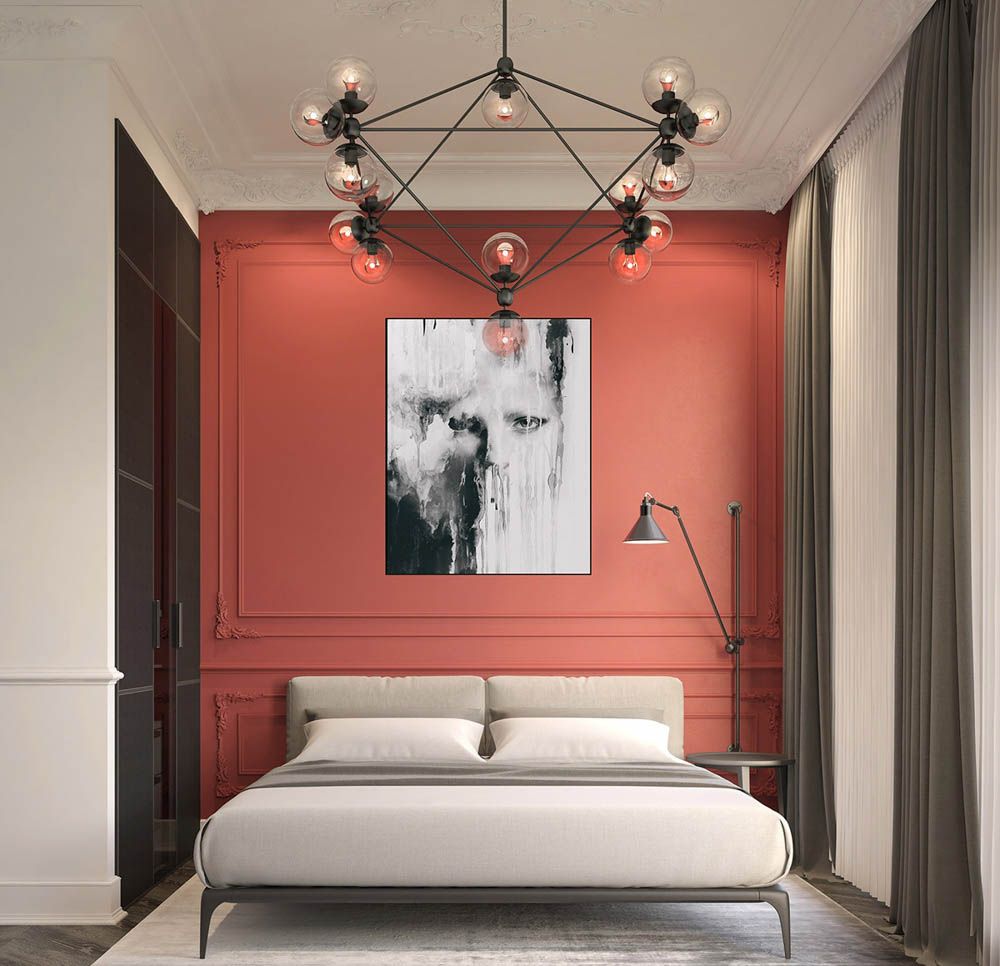 Màu đỏ kết hợp táo bạo giữa sự đam mê và tinh tế, tạo nên không gian phòng ngủ đậm chất cá tính và sôi động.