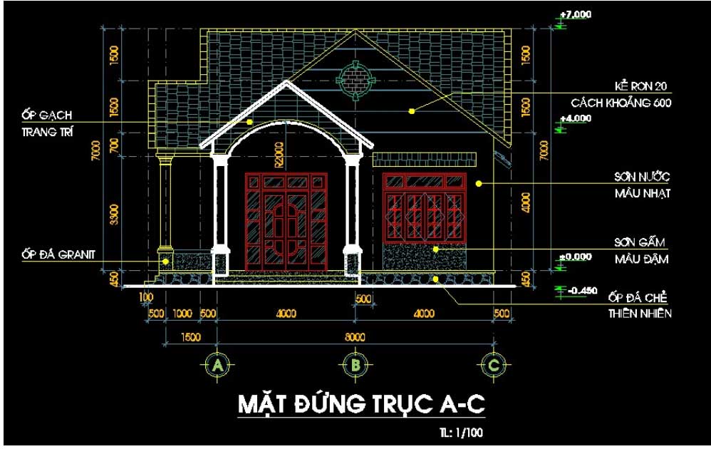 Bản vẽ nhà cấp 4 8x13m
