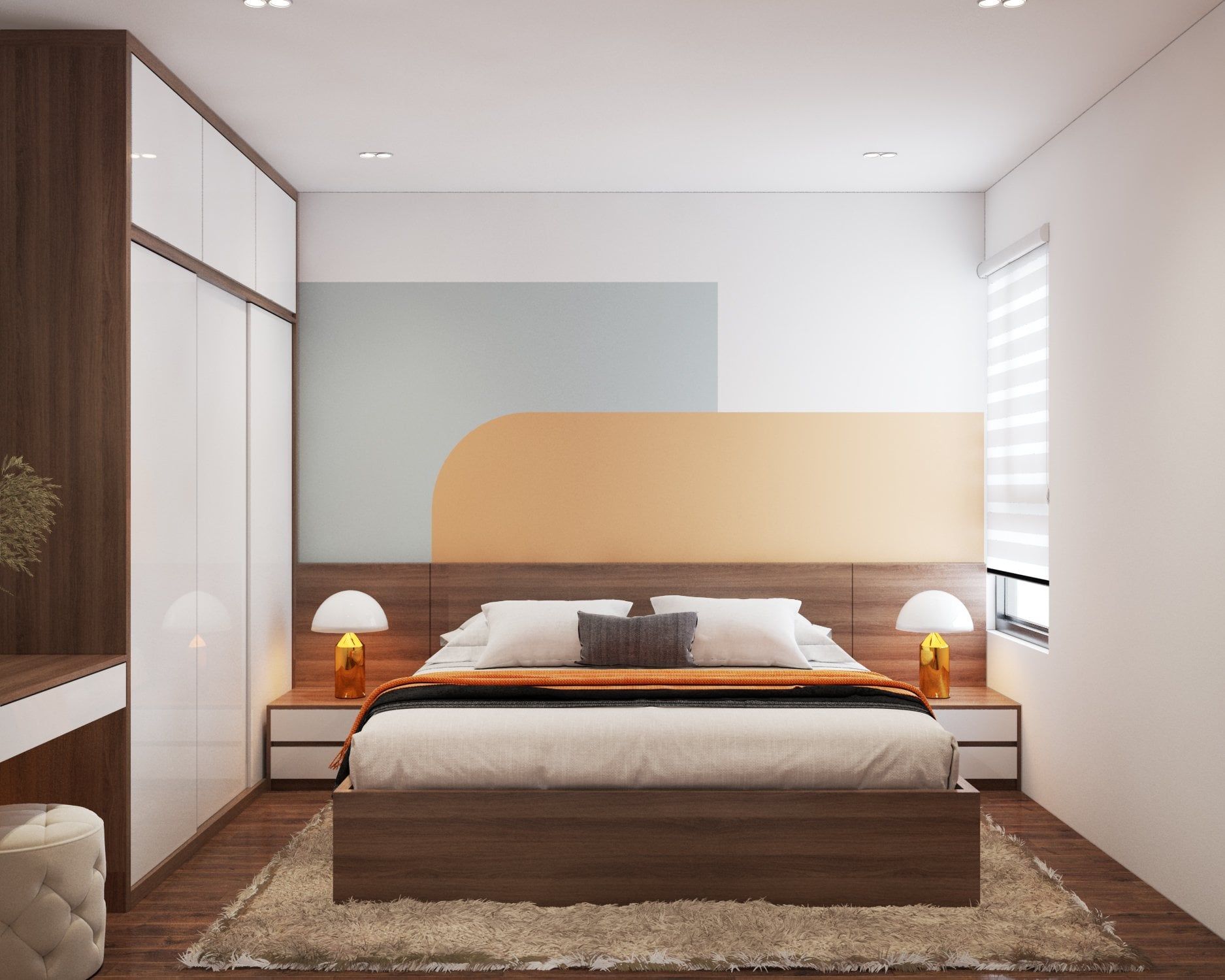 Mẫu phòng ngủ với tông màu pastel đơn giản, nhẹ nhàng