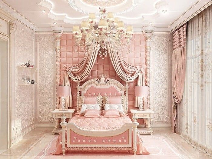 Mẫu phòng ngủ công chúa hoàng gia thường xuất hiện trong những căn biệt thự xa hoa