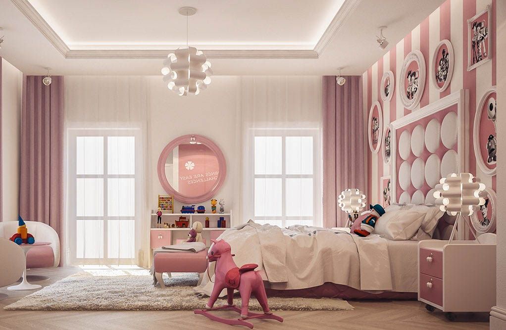 Bố trí nội thất hài hòa, nổi bật trong phòng ngủ dành cho những cô công chúa nhỏ