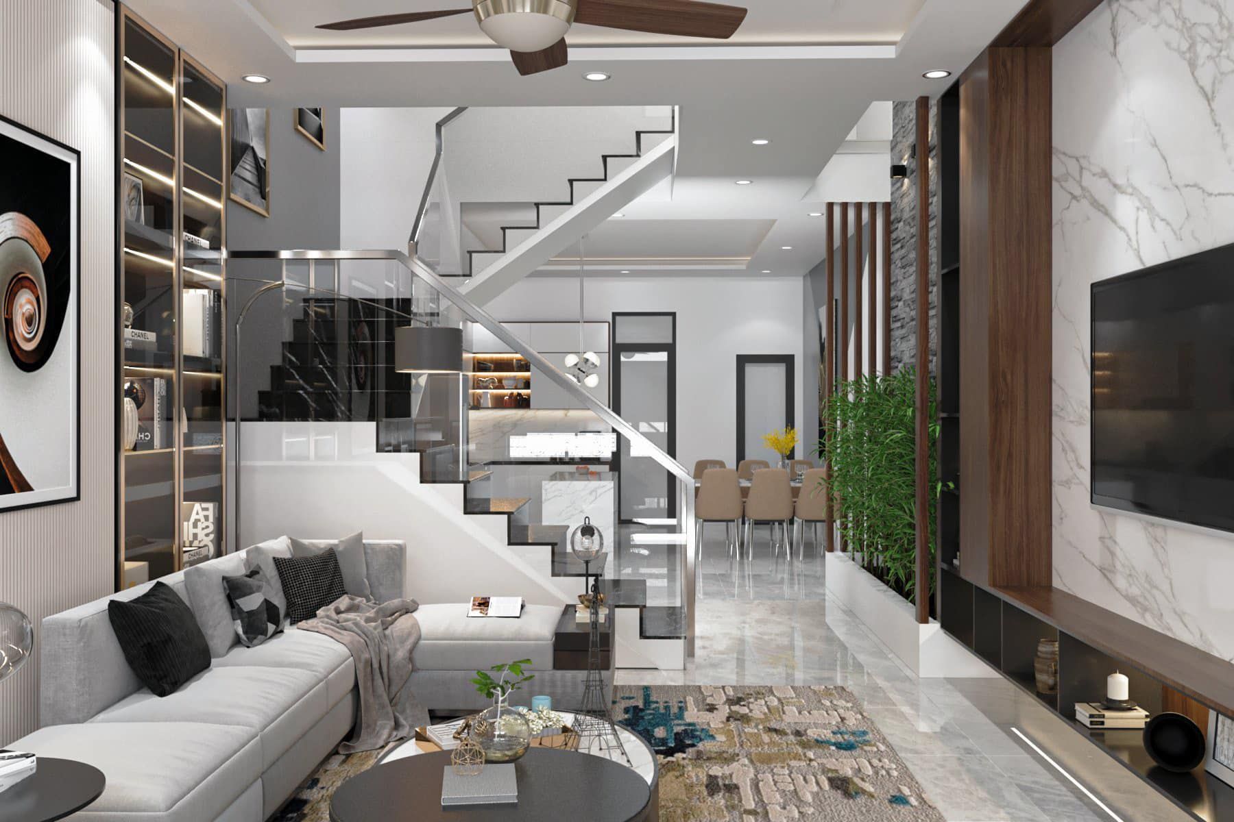 Sử dụng cây xanh trang trí, treo tranh nghệ thuật, thiết kế trần nhà để tạo nên sự nổi bật và độc đáo cho căn hộ