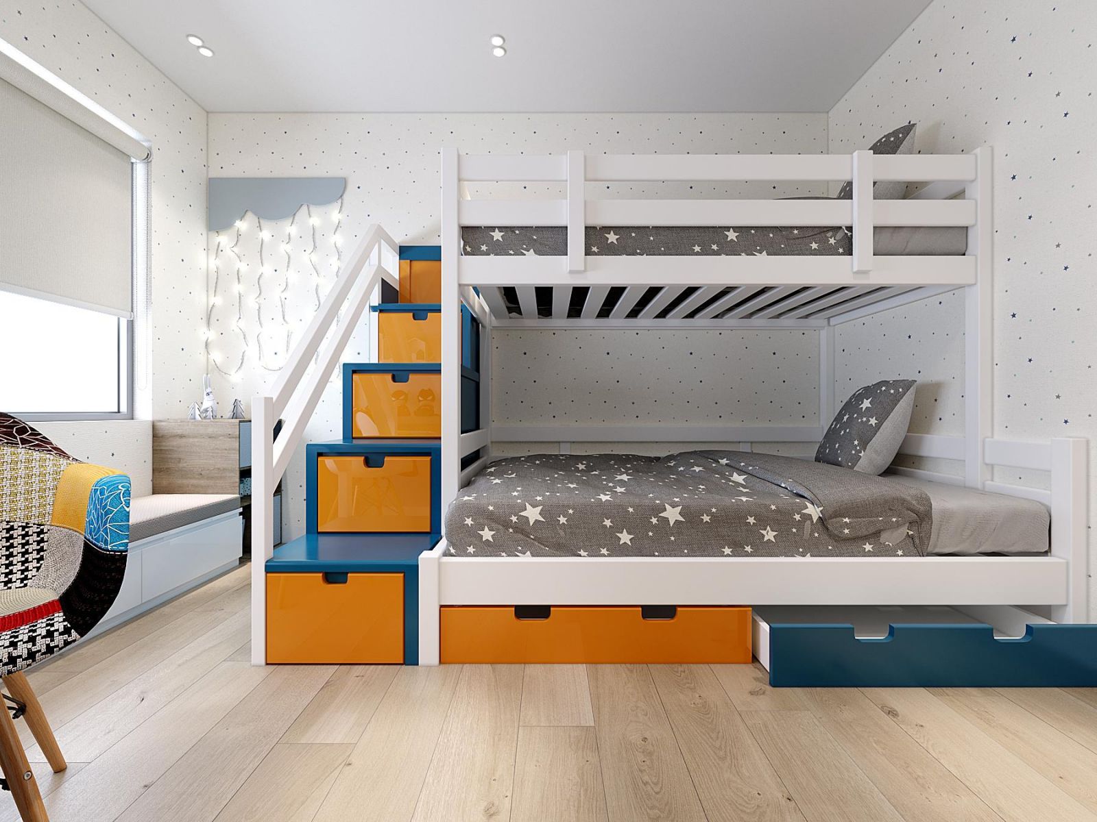 Không gian được tận dụng tối đa nhờ sử dụng thiết kế giường tầng thông minh