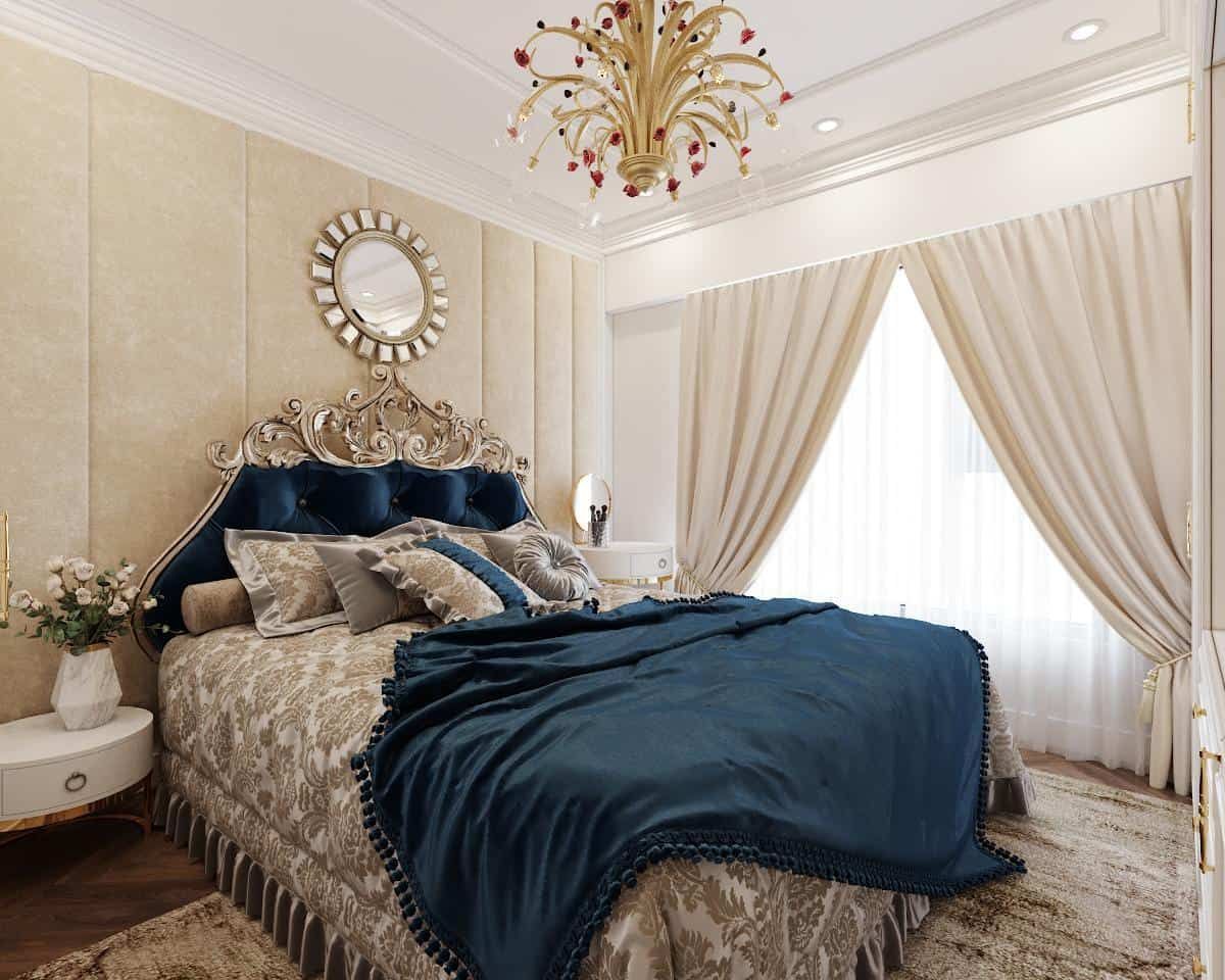 Căn phòng vô cùng ấn tượng với chiếc giường mang phong cách hoàng gia ngày xưa