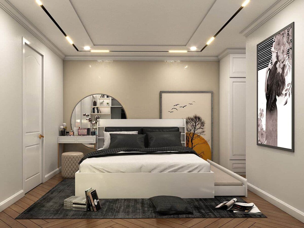 Thiết kế phòng ngủ 7m vuông không gian đơn giản, sáng sủa