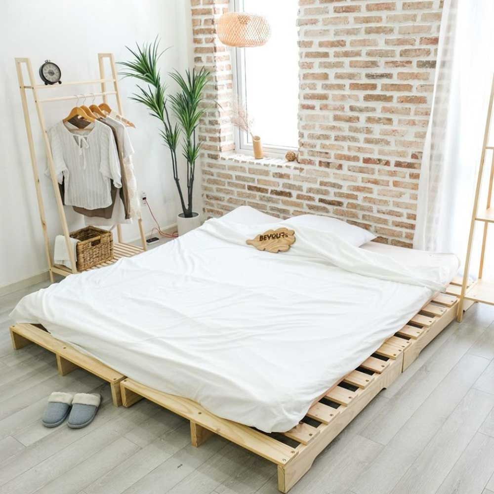 Mẫu giường pallet được sử dụng khá nhiều trong những mẫu phòng ngủ 9m2