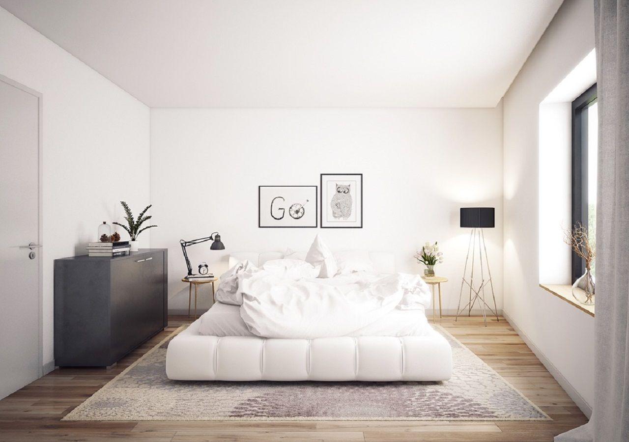 Phòng ngủ màu trắng phù hợp với mọi phong cách thiết kế 