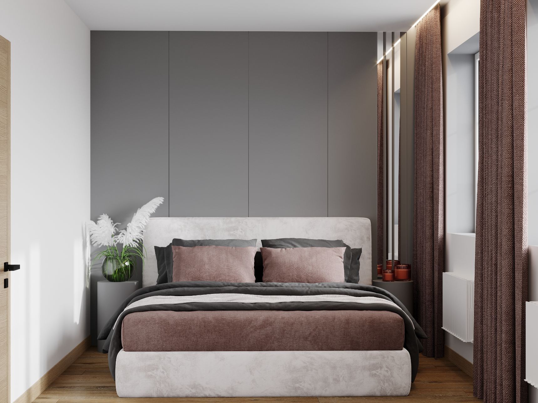 Phòng ngủ 15m2 với gam màu pastel tạo không gian ngọt ngào và dễ chịu.