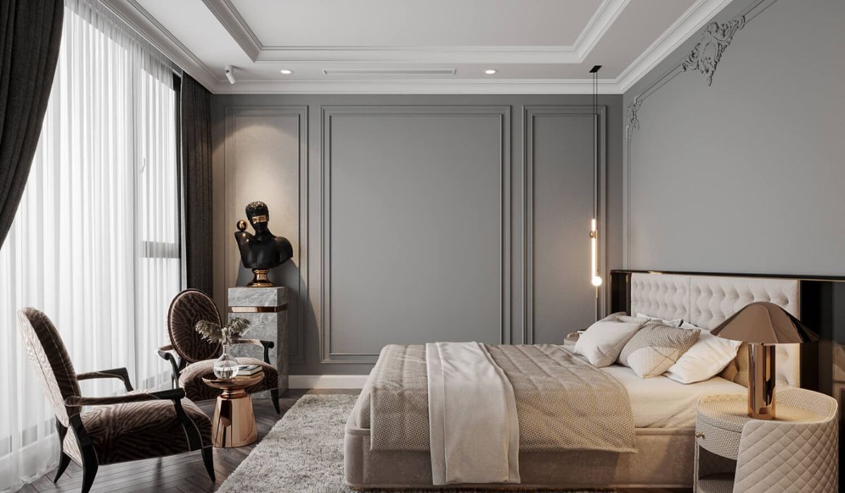 Phòng ngủ 20m2 phong cách hiện đại đơn giản nhưng đáp ứng đầy đủ công năng sử dụng