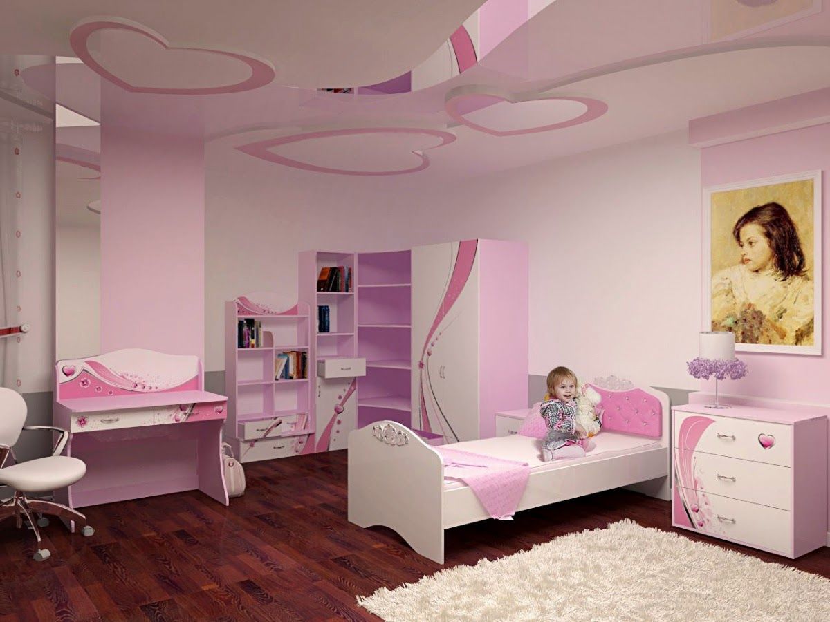 Phòng ngủ cho bé gái trần thiết kế trái tim