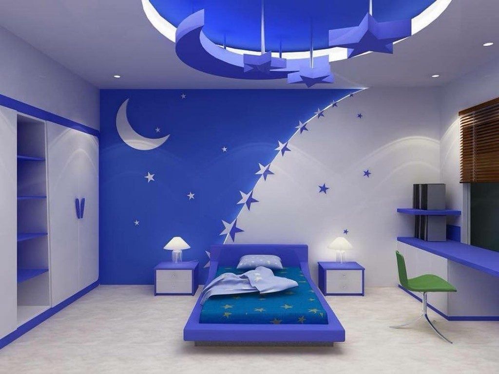 Phòng ngủ cho bé trai trần thiết kế lạ